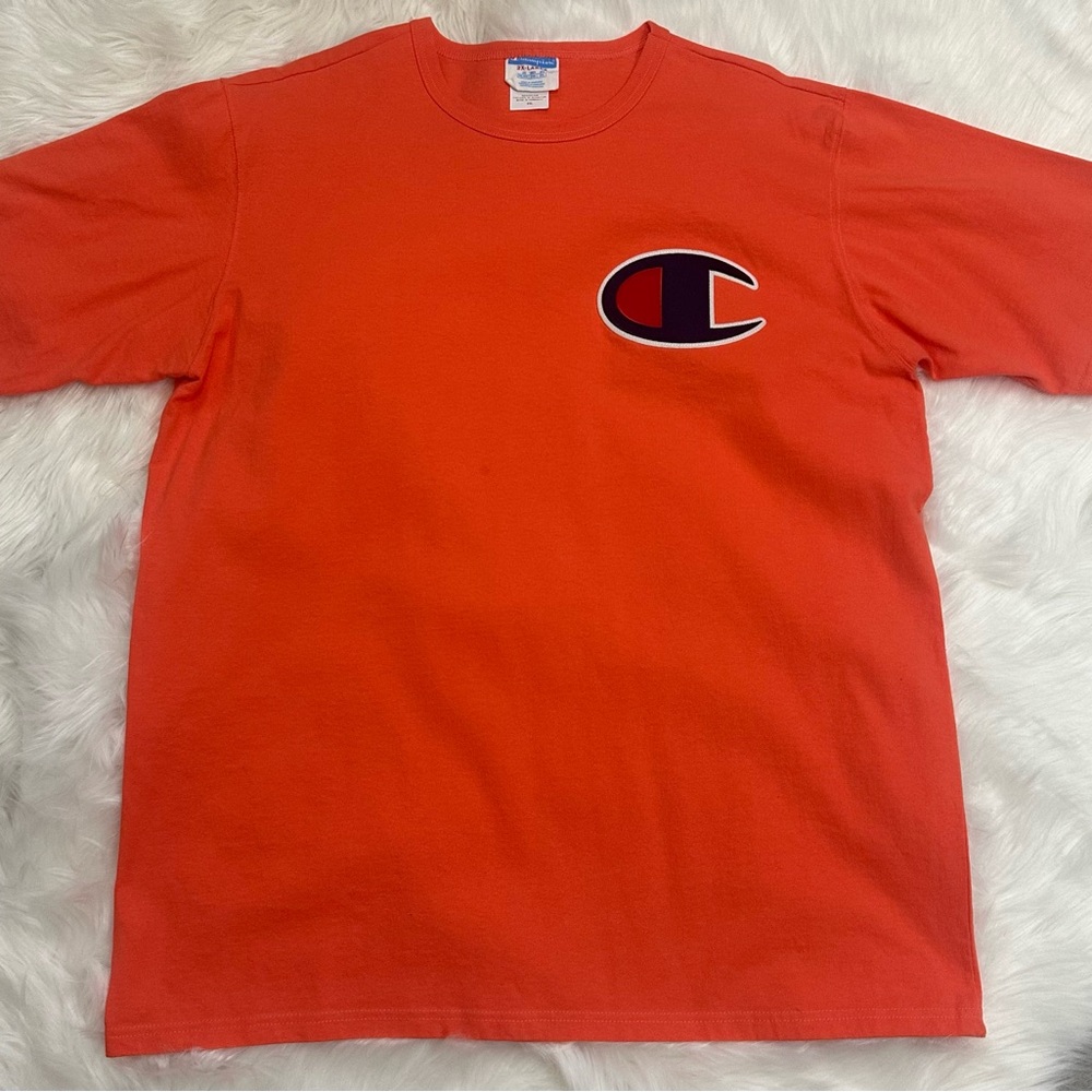 Champion Vibrant Orange Tee with Iconic Logo